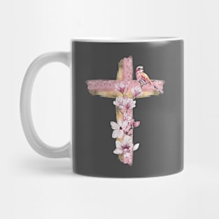 Floral cross - pink magnolias Mug